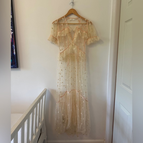 Doen Dresses & Skirts - Doen Zelda Sheer Floral Maxi Dress in Faded Peach - Size XS